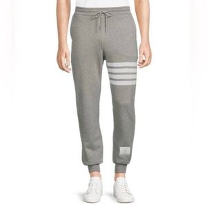 THOM BROWNE 4 Stripe Joggers Gray Drawstring Size XS